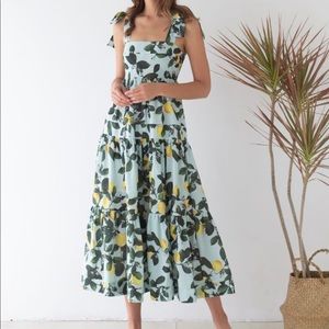 Lemon Tie-Strap Maxi Dress L